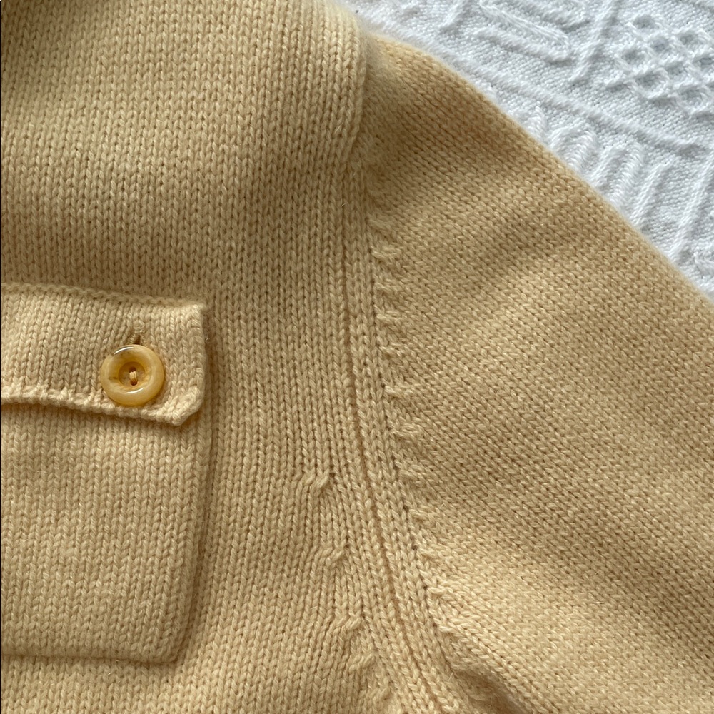 100% Cashmere knit Women's yellow Zip-Up Jacket 4 button pockets - Picture 17 of 17
